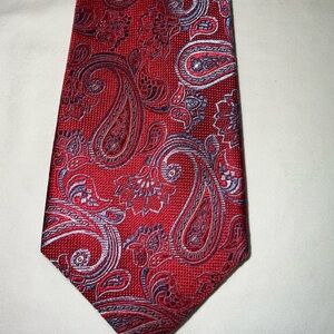 Saddlebred Men’s Red Neck Tie with Gray. NWT